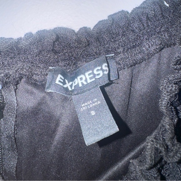 Express Black Off The Shoulder Lace Bodice Tapered Leg Jumpsuit Size 8 - Picture 9 of 9